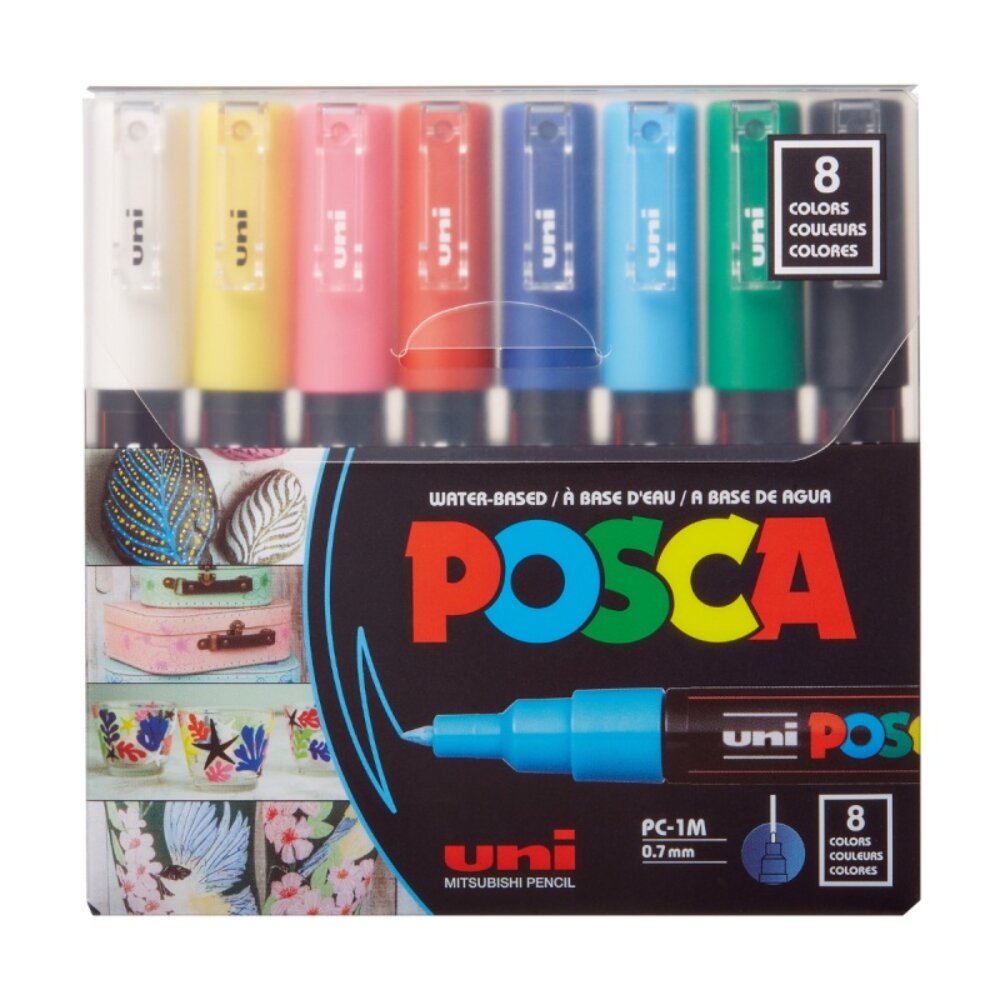 Posca Set markere UNI PC-1M 0.7 MM 8 culori