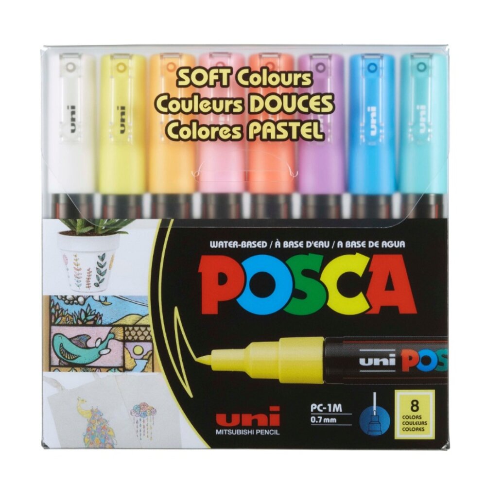 Posca Set markere UNI PC-1M 0.7 MM 8 culori pastel