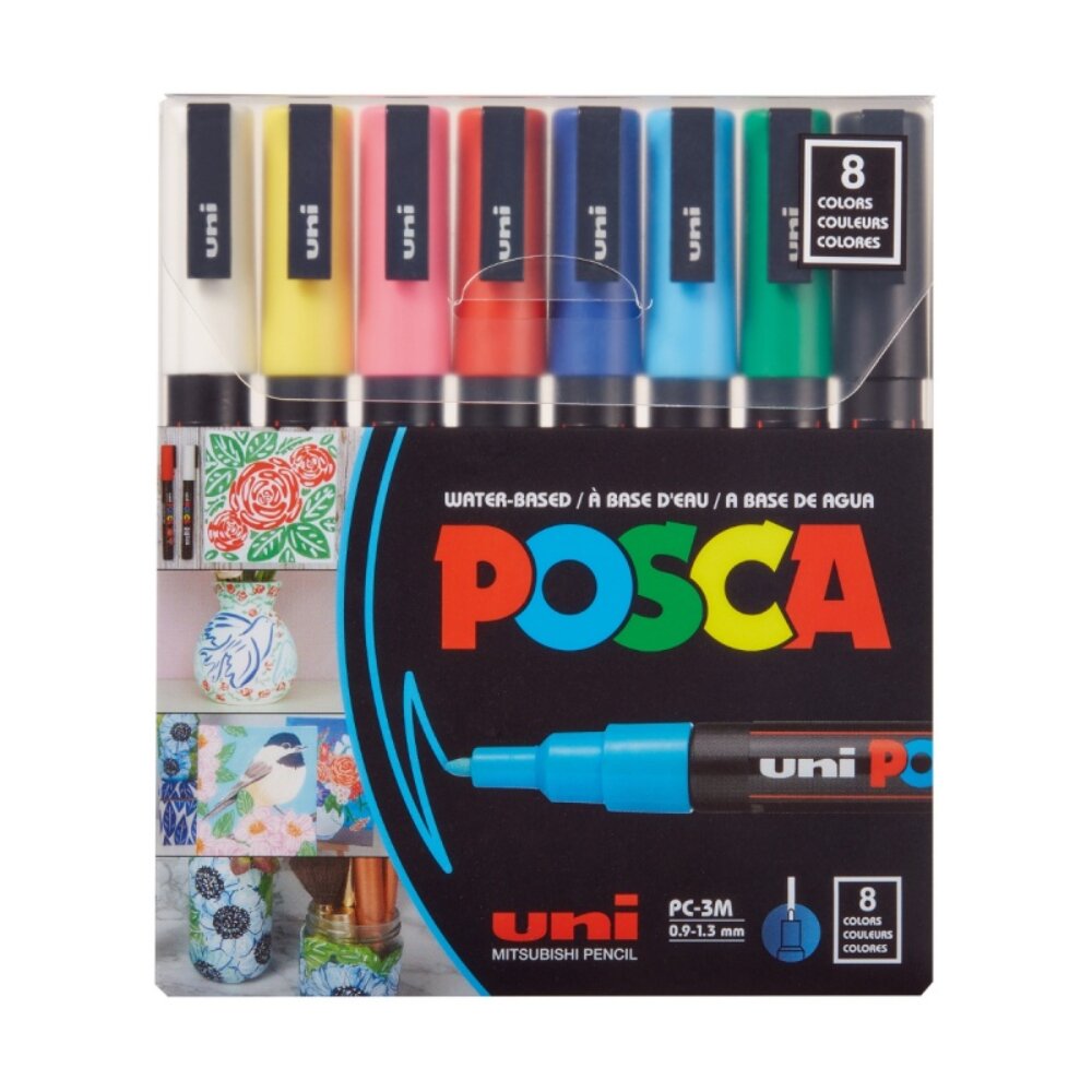 Posca Set markere UNI PC-3M 0.9-1.3 MM 8 culori