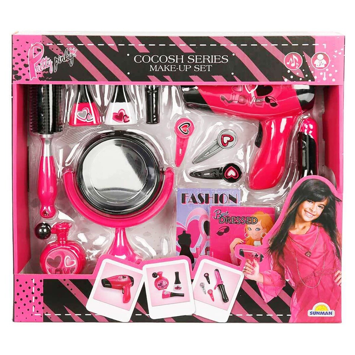 Pretty Pinky Set de infrumusetare cu oglinda de masa