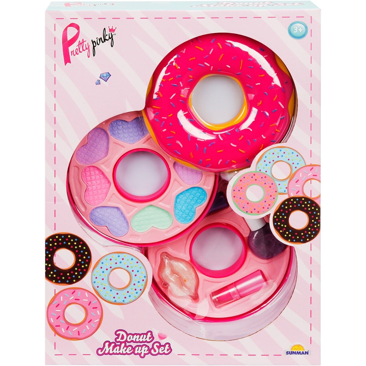 Pretty Pinky Set de machiaj cu 2 niveluri in forma de gogoasa