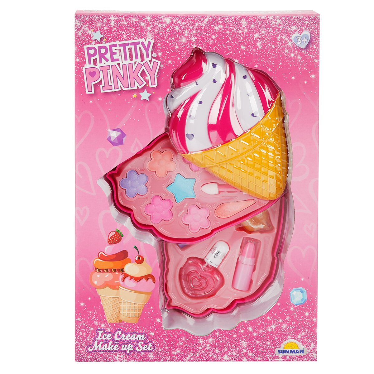 Pretty Pinky Set de machiaj cu 2 niveluri in forma de inghetata