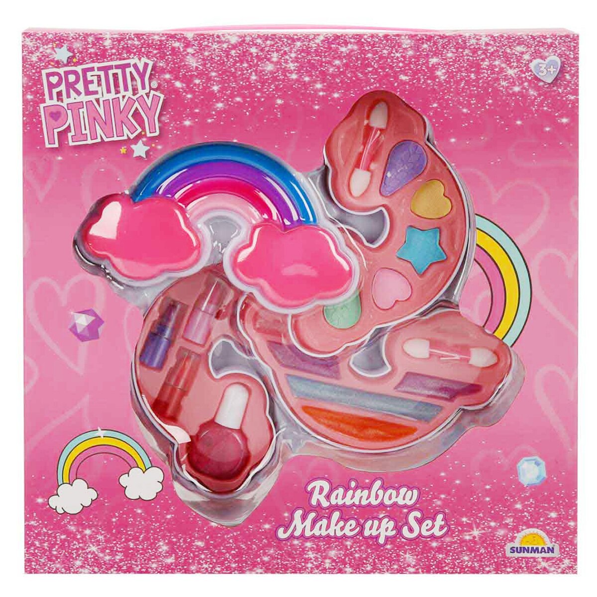 Pretty Pinky Set de machiaj cu 3 niveluri Curcubeu