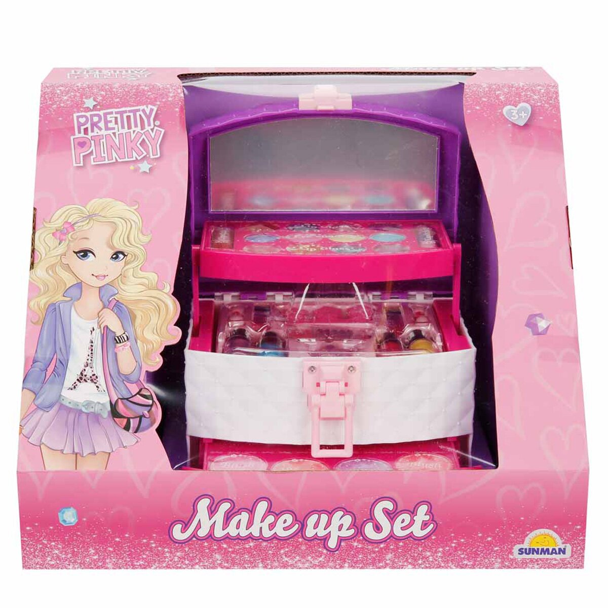 Pretty Pinky Set de make-up in gentuta cu 3 sertare
