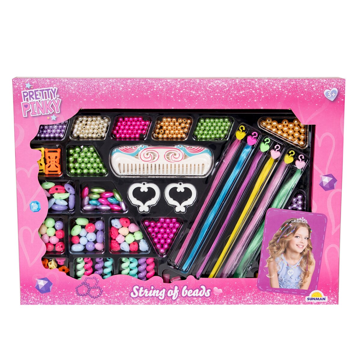 Pretty Pinky Set margele si extensii pentru par