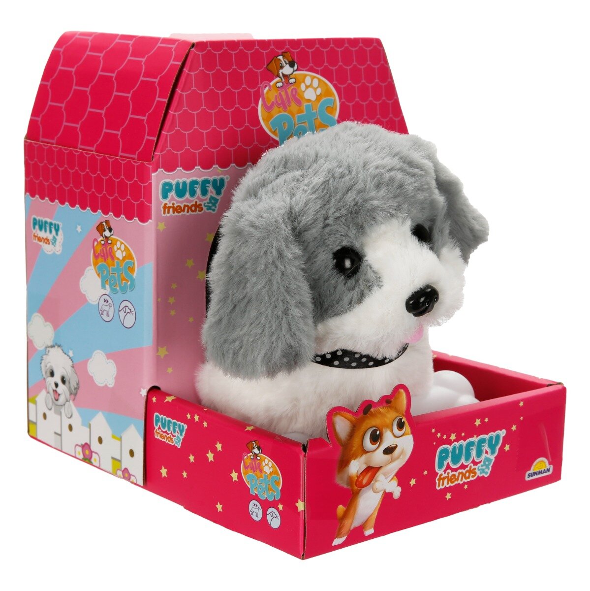 Puffy Friends Jucarie de plus interactiva Catelus Gri