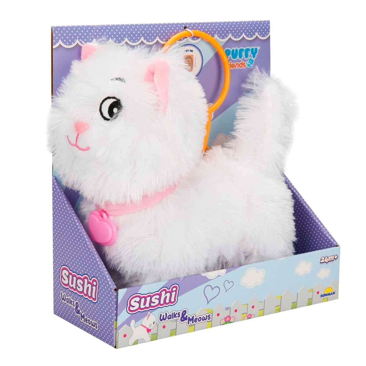 Puffy Friends Jucarie de plus interactiva cu sunete Pisica Alb
