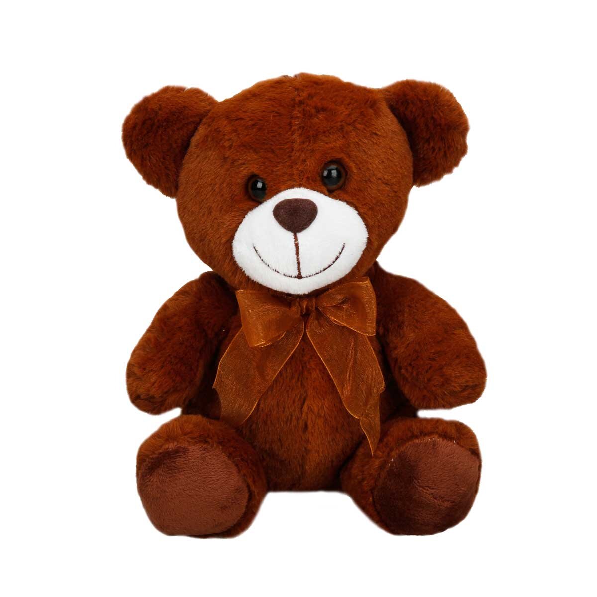 Puffy Friends Ursulet de plus cu fundita Maro inchis 21 cm