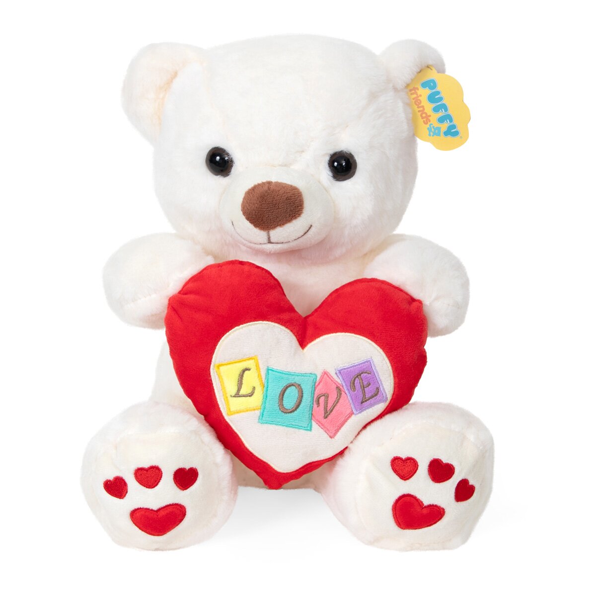 Puffy Friends Ursulet de plus cu inima Alb 30 cm