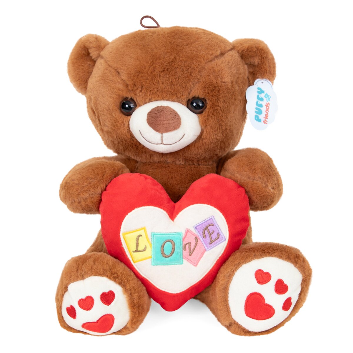 Puffy Friends Ursulet de plus cu inima Maro 30 cm