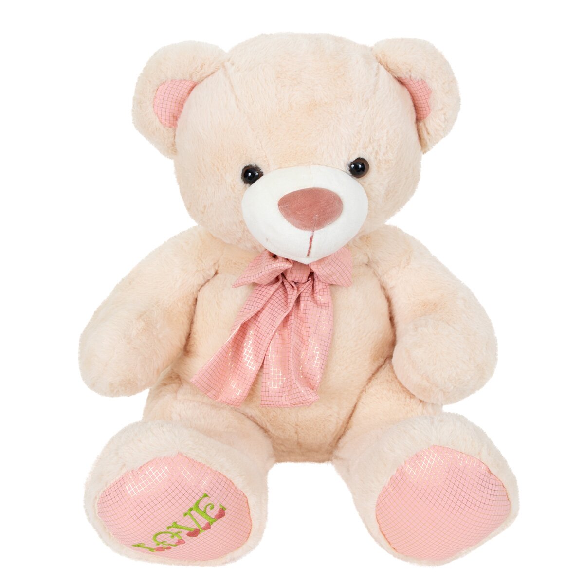 Puffy Friends Ursulet de plus cu papion Roz 50 cm