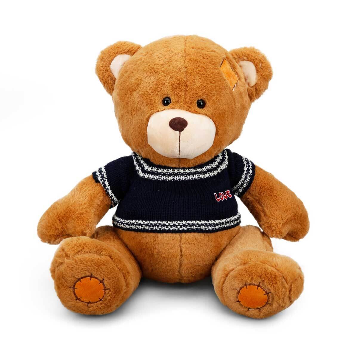 Puffy Friends Ursulet de plus cu pulover Maro inchis 42 cm