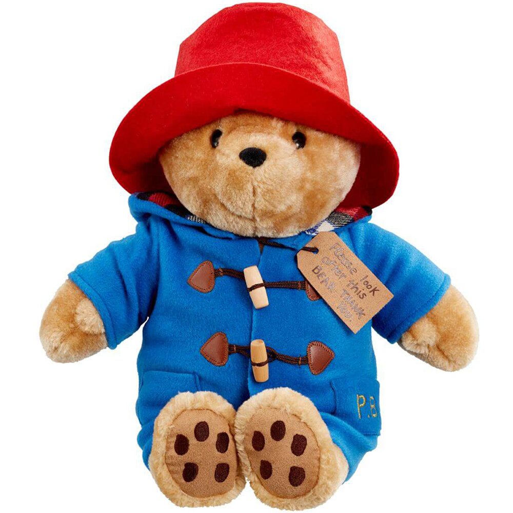 Rainbow Designs Jucarie de plus Ursuletul Paddington cu haina albastra asezat 30 cm