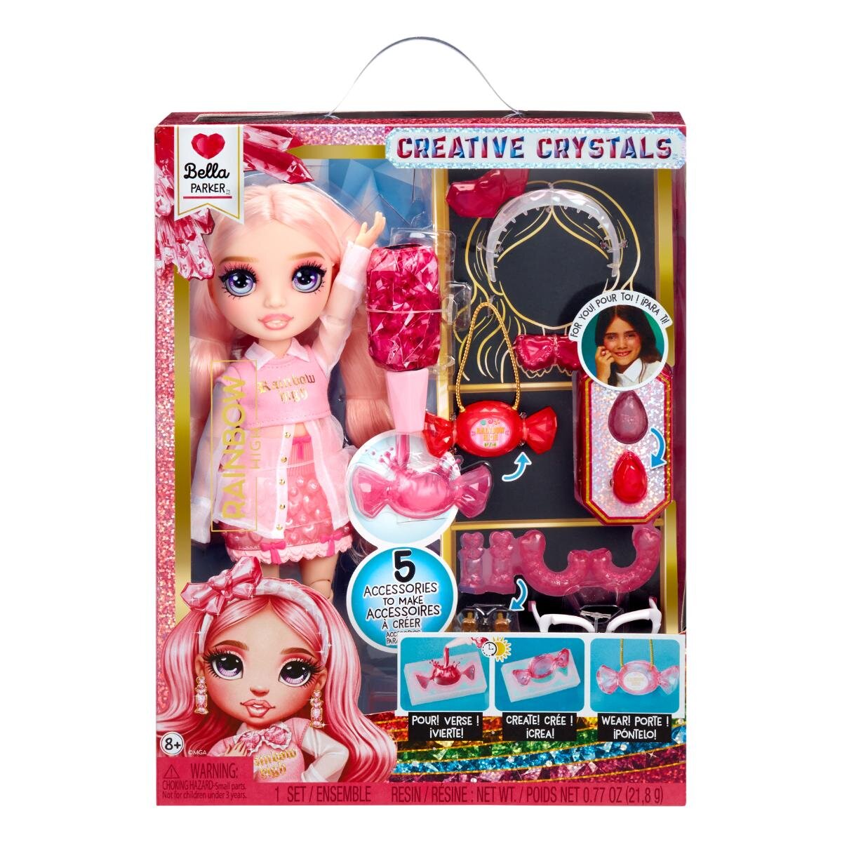 Rainbow High Papusa Creative Crystals Bella Parker 121367EUC