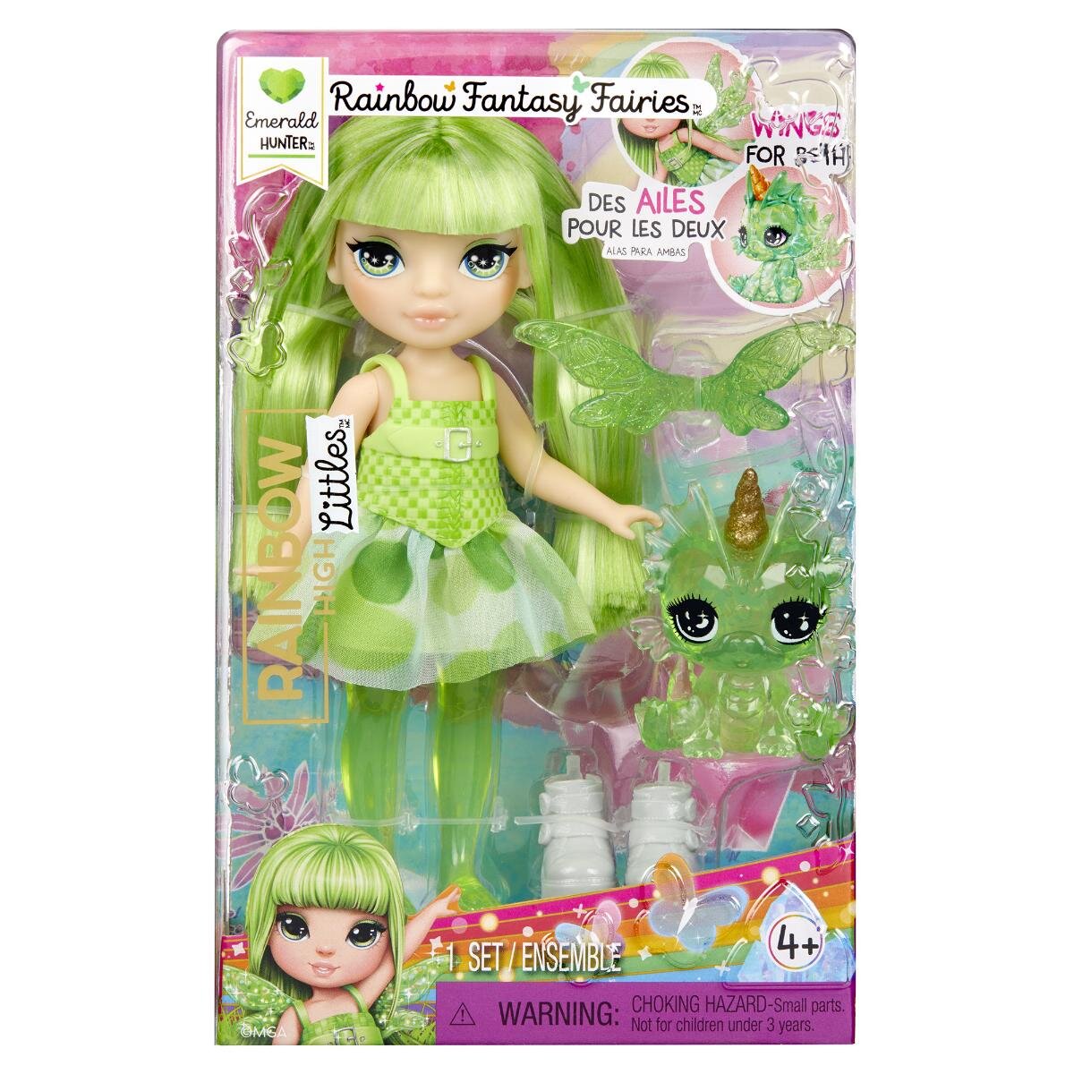 Rainbow High Papusa Littles Rainbow Fantasy Fairies Emerald 543404EUC