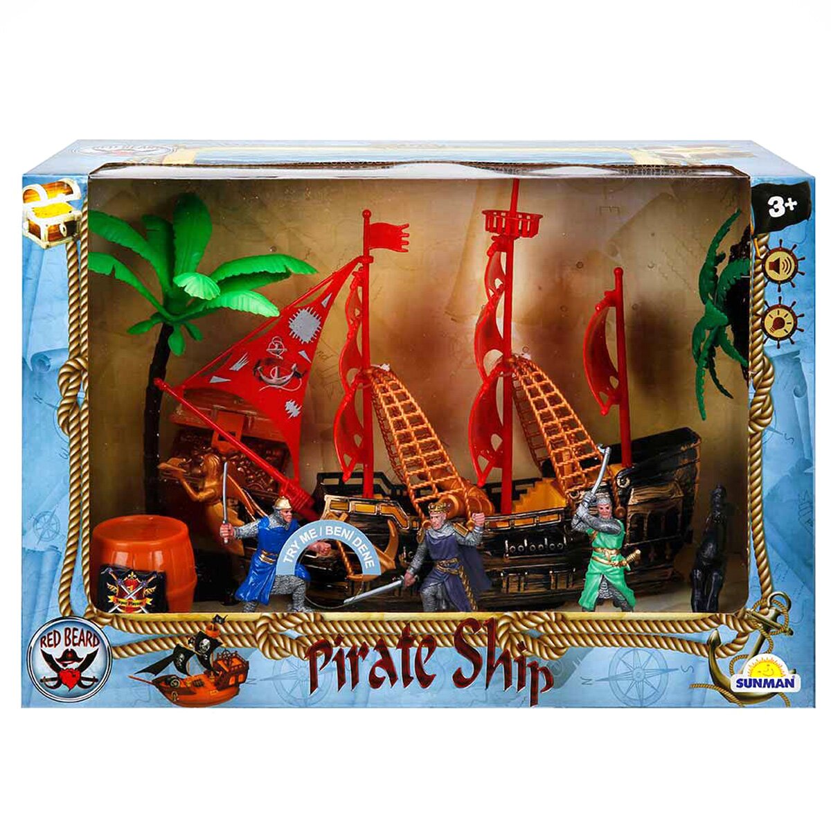 Red Beard Set corabie si 4 figurine pirati