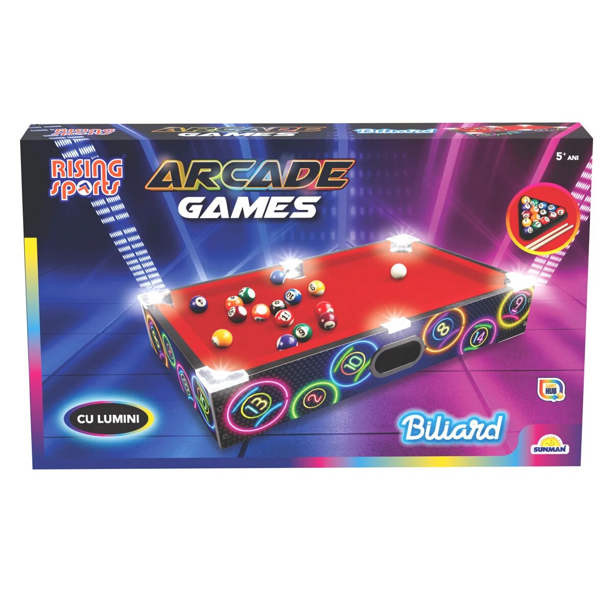 Rising Sports Masa de biliard cu lumini LED