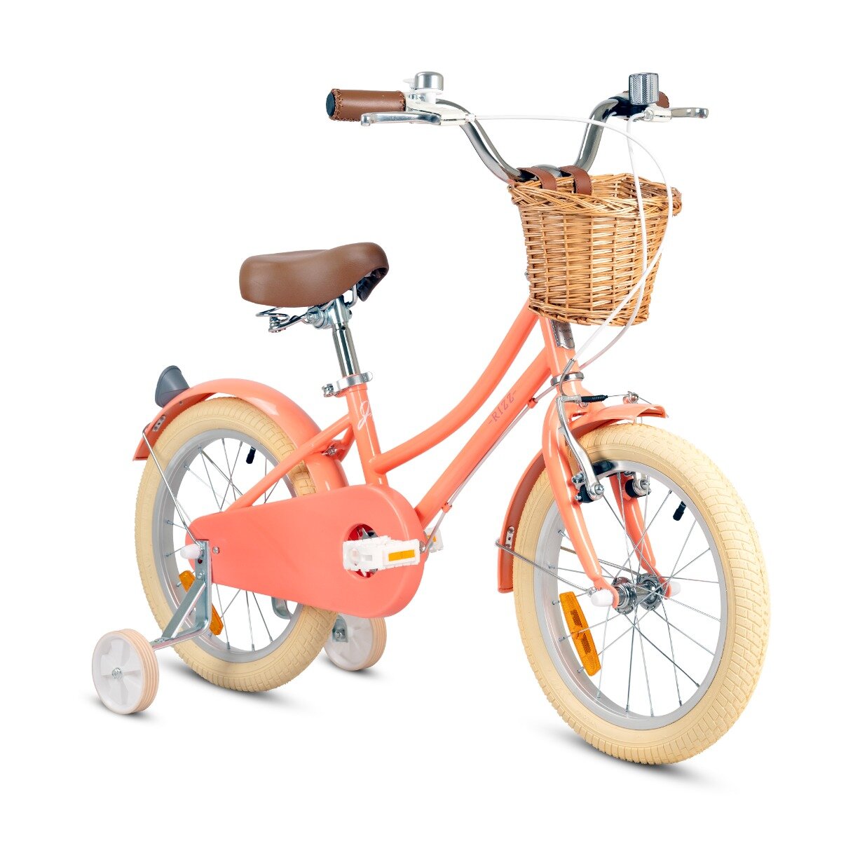 Rizz Jr Bicicleta cu roti ajutatoare si cos 16 inch Peach
