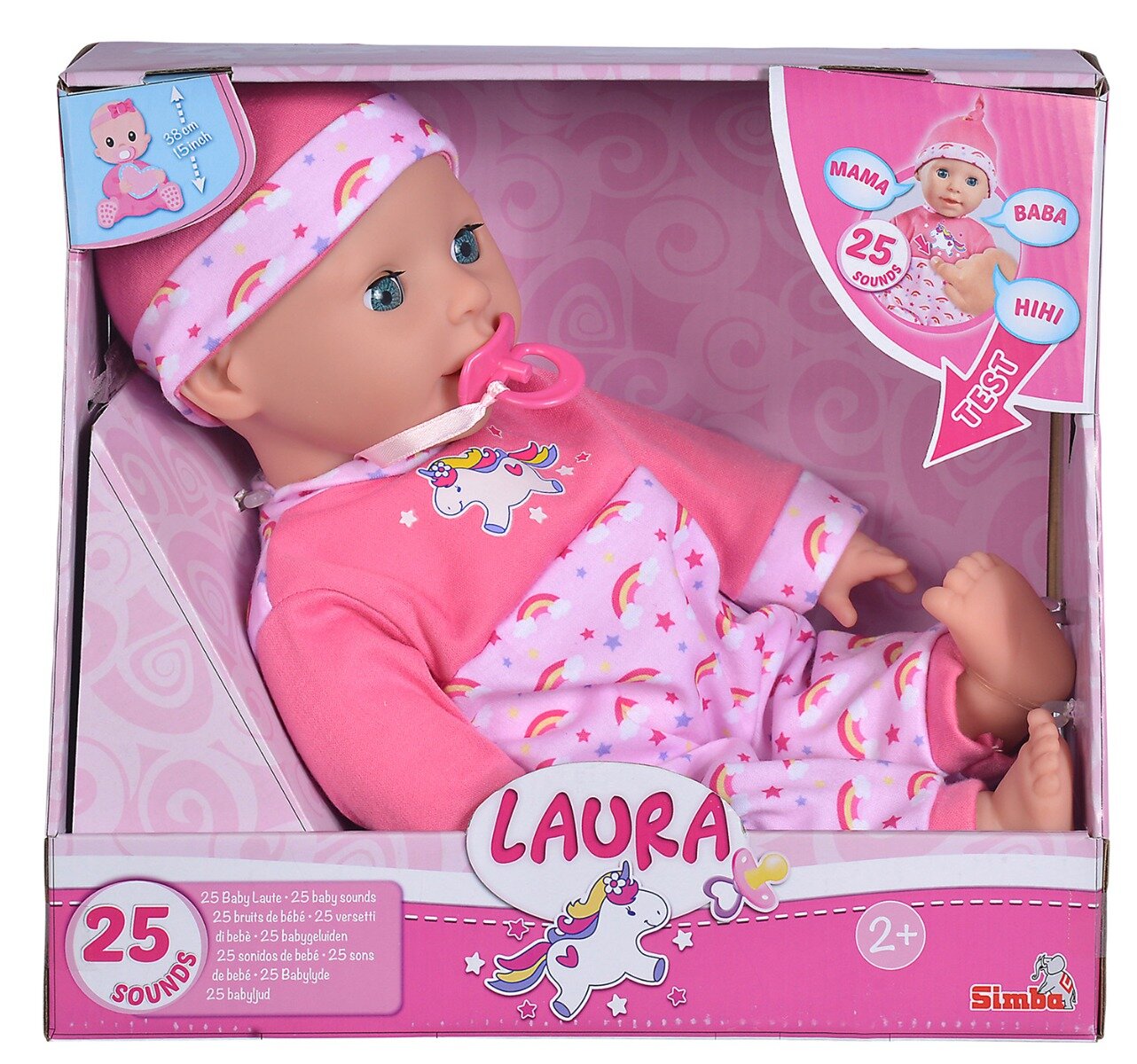 Simba Papusa bebelus cu 25 de sunete Laura 38 cm