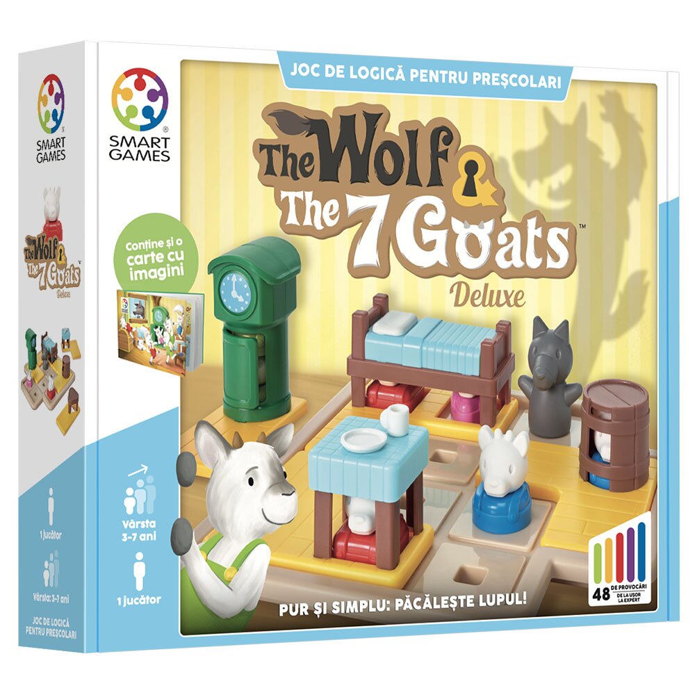 Smart Games Joc de logica cu 48 de provocari The wolf and the 7 goats Deluxe