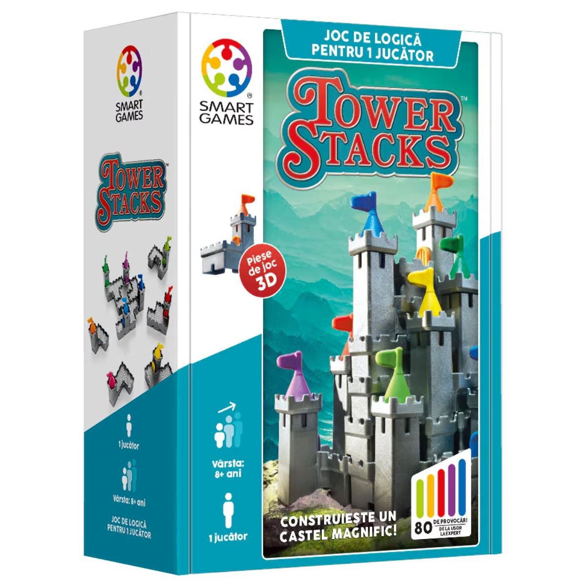 Smart Games Joc de logica cu 80 de provocari Tower Stacks