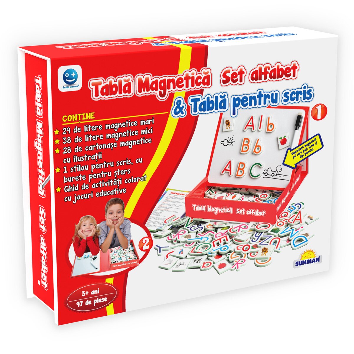 Smile Games Joc educativ Alfabetul pe tableta magnetica 97 piese