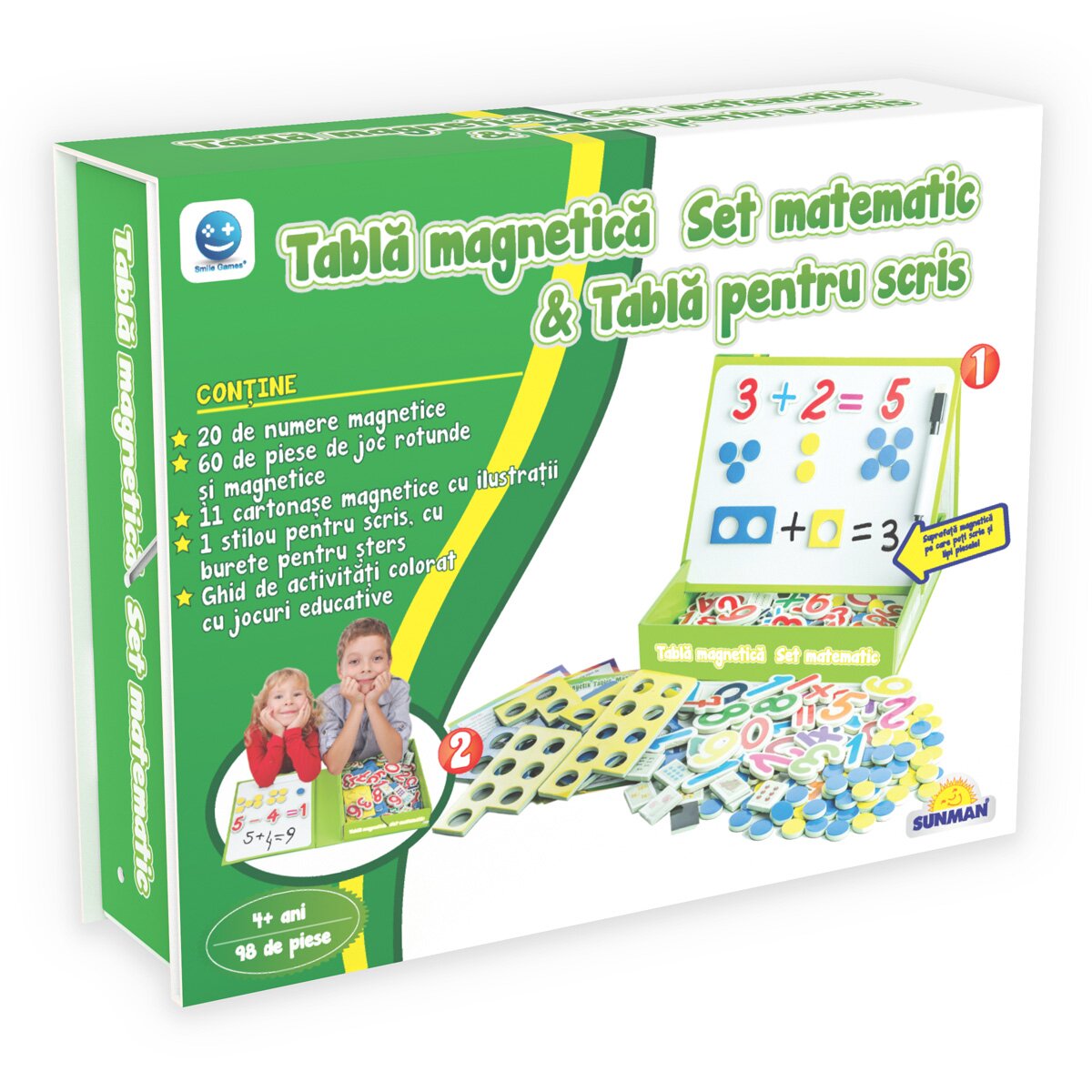 Smile Games Joc educativ Set matematic cu tabla pentru scris 98 piese