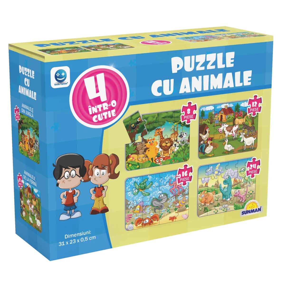 Smile Games Puzzle 4 in 1 Animale (8 12 16 24 piese)