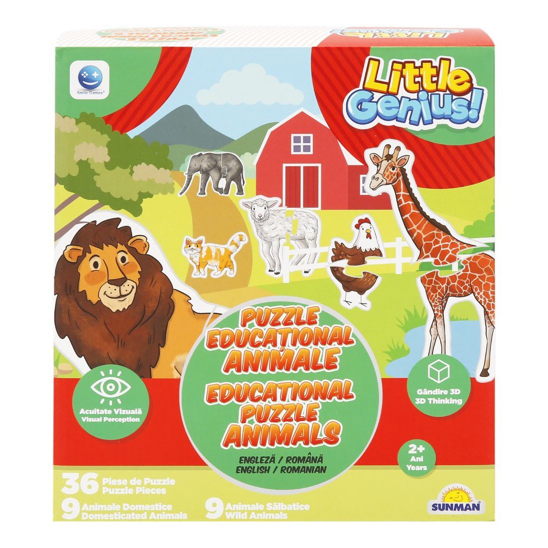 Smile Games Puzzle educational cu animale 36 piese
