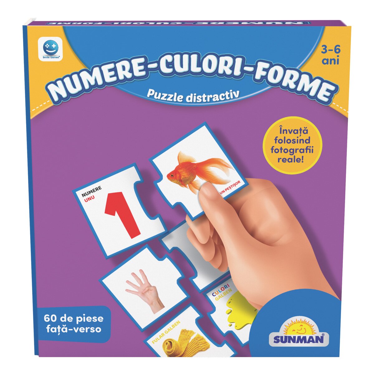Smile Games Puzzle Sa invatam numere culori si forme 60 piese