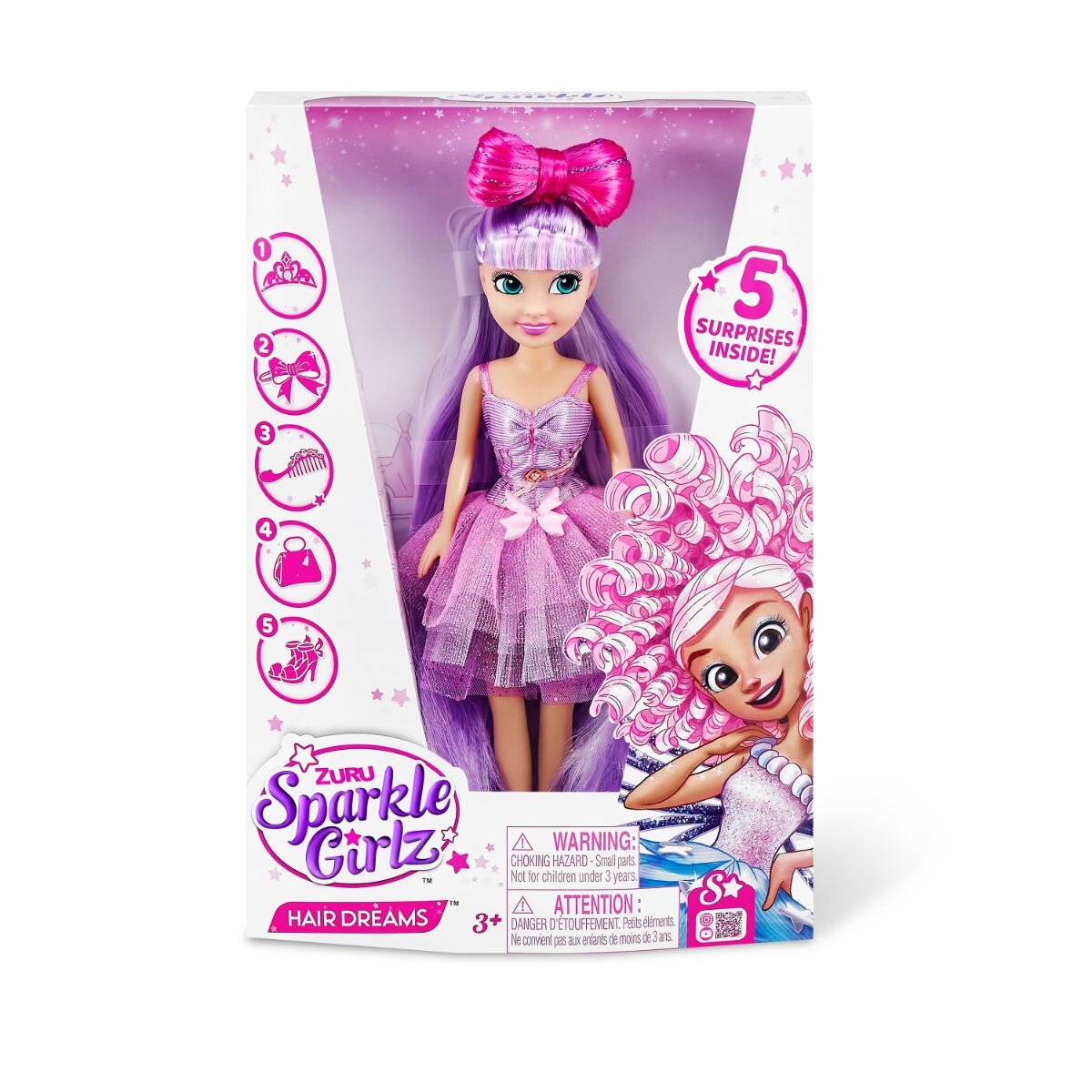 Sparkle Girlz Set de joaca Papusa Hair Dreams Mov