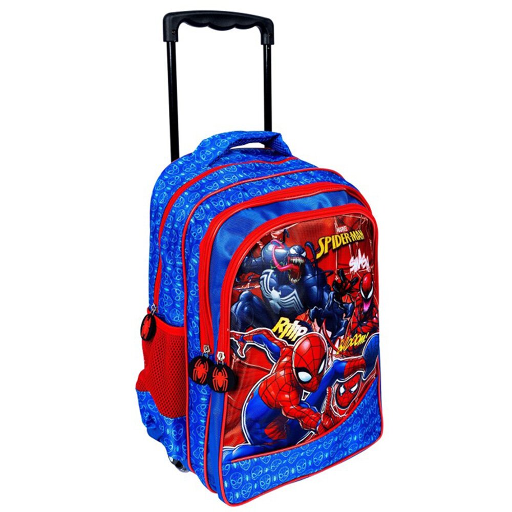 Spiderman Ghiozdan tip troller cu 3 compartimente