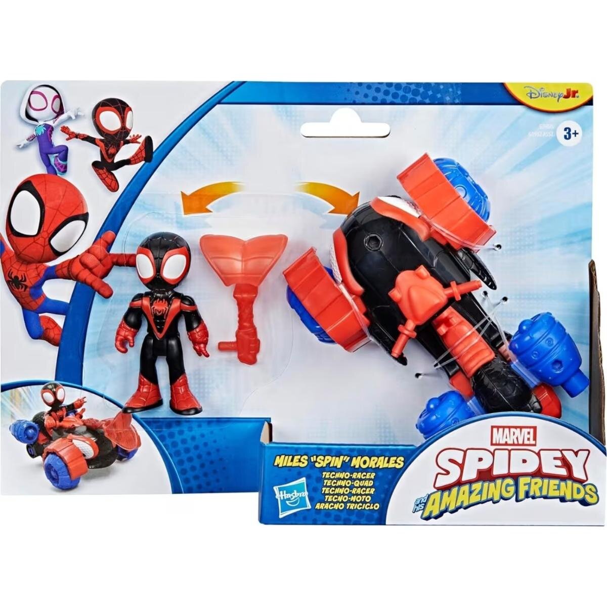 Spidey and His Amazing Friends Figurina cu vehicul Miles Spin Morales Techno-Racer G2460