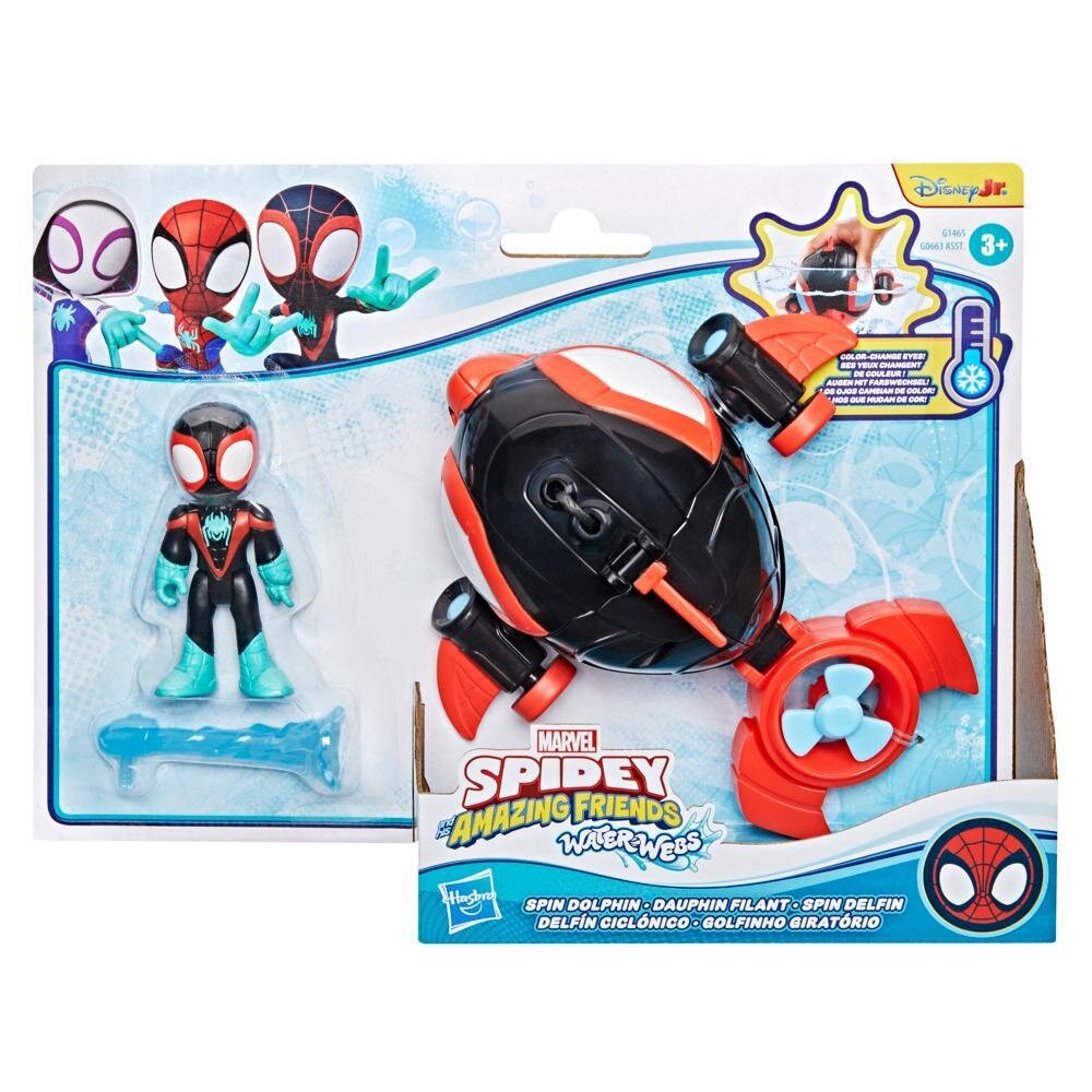 Spidey and His Amazing Friends Figurina cu vehicul Water-Webs Spin Dolphin G1465