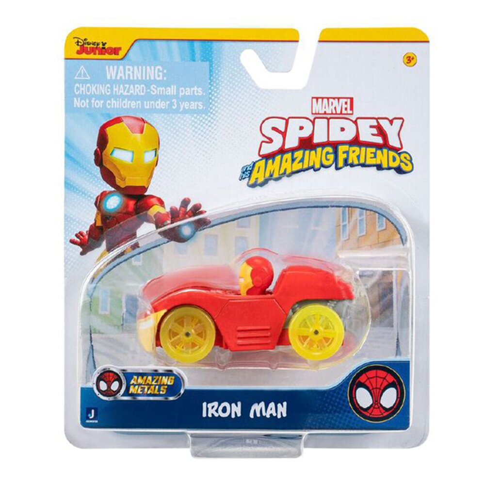 Spidey and His Amazing Friends Masinuta din metal si figurina Iron Man