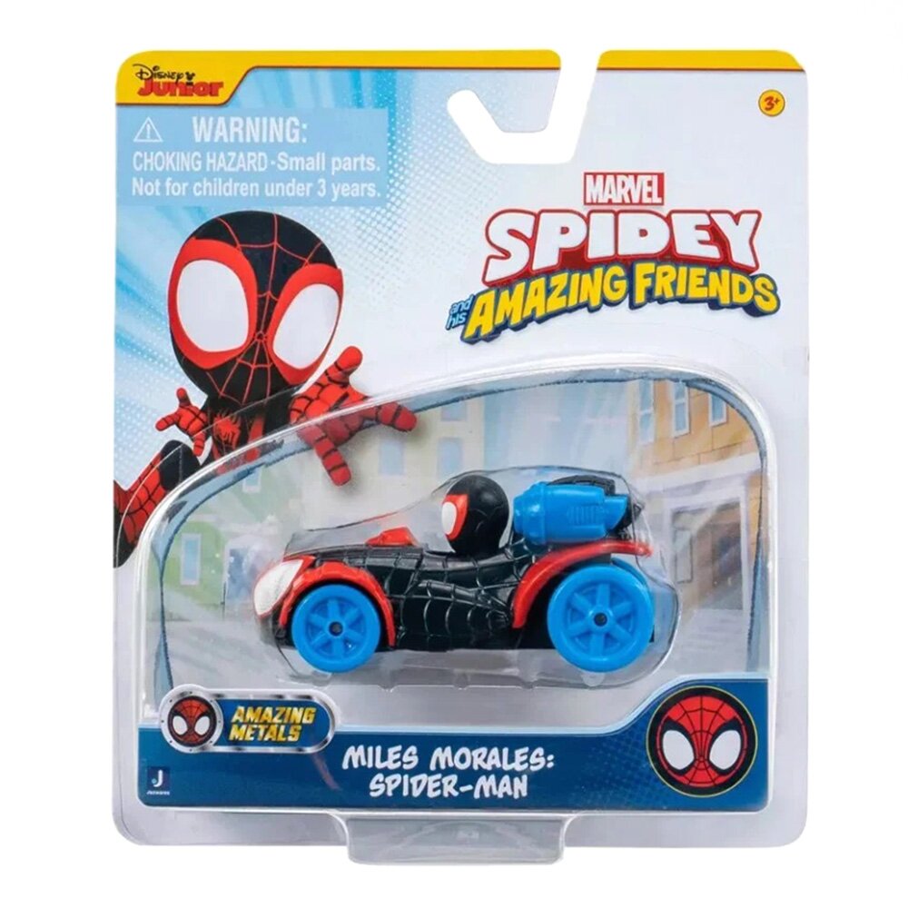 Spidey and His Amazing Friends Masinuta din metal si figurina Miles Morales