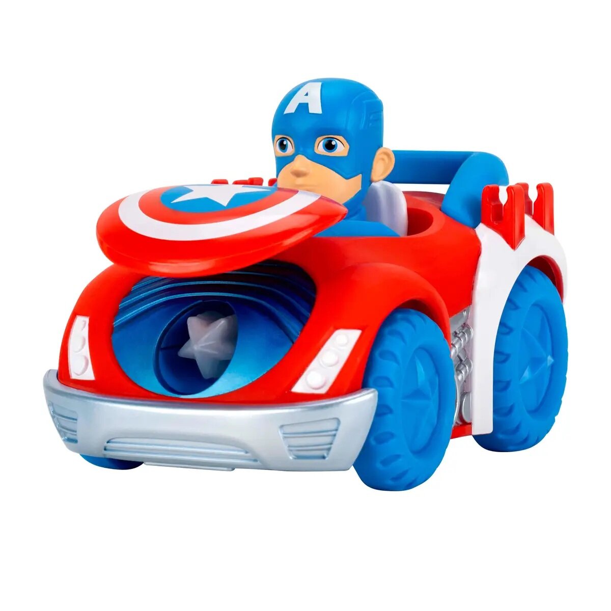 Spidey and His Amazing Friends Vehicul cu lansator de sageti si figurina Captain America