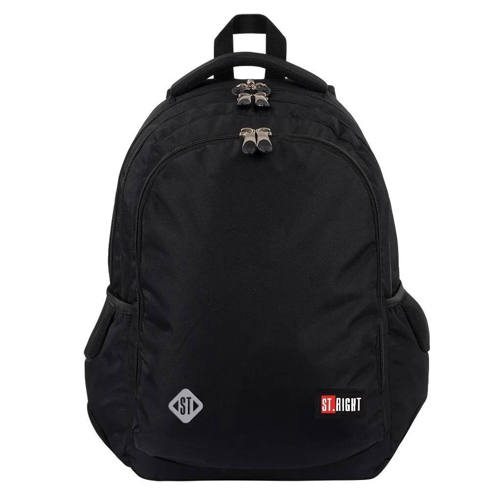 St Majewski Ghiozdan cu 3 compartimente 2 buzunare St.Right Black 46 cm Negru