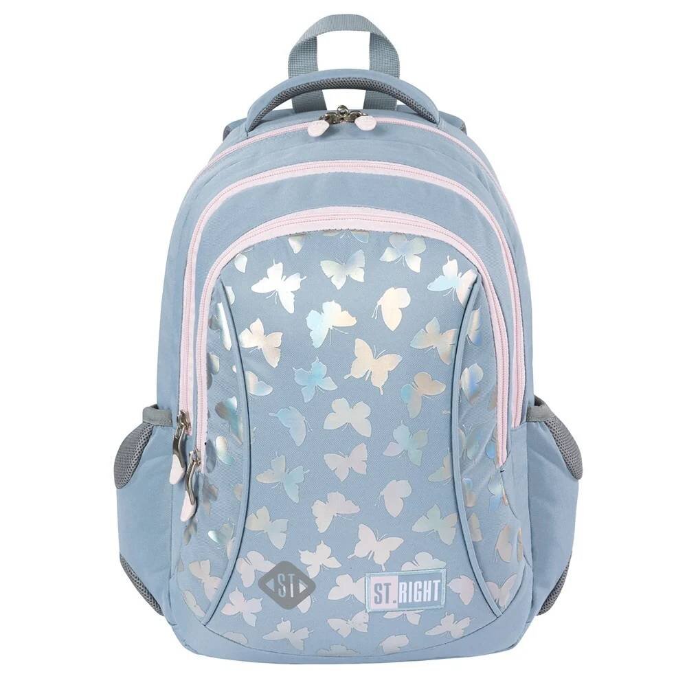 St Majewski Ghiozdan cu 3 compartimente St.Right Silver Butterflies 39 cm