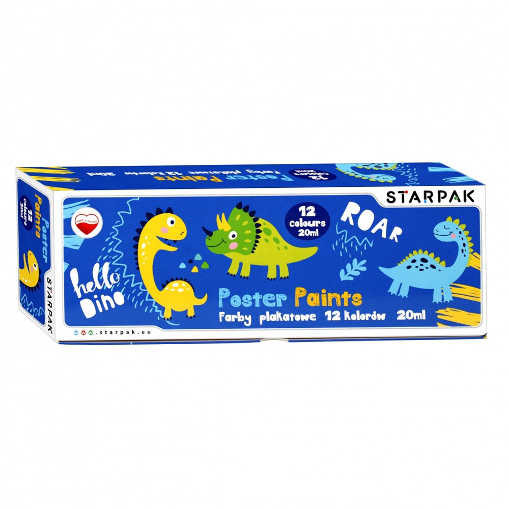 Starpak Acuarele de pictat Dino 12 culori 20 ml