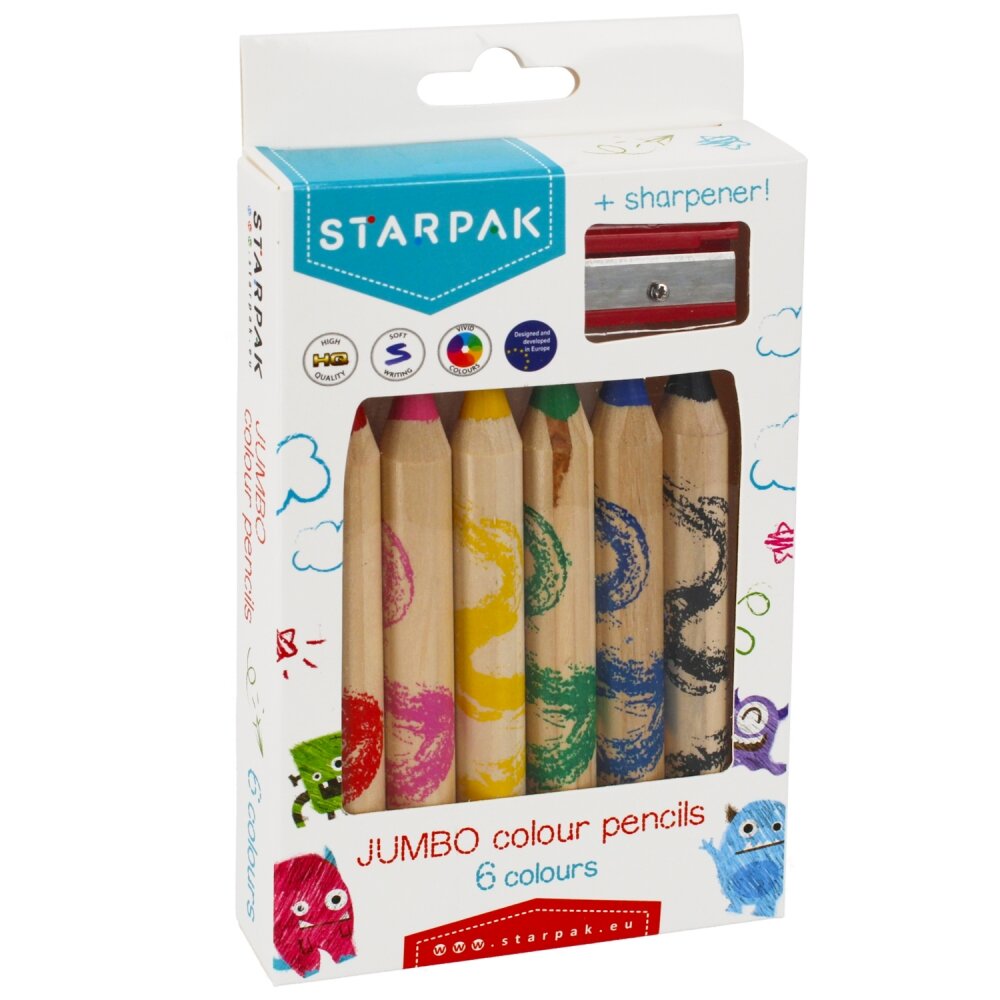 Starpak Creioane colorate 6 culori si ascutitoare