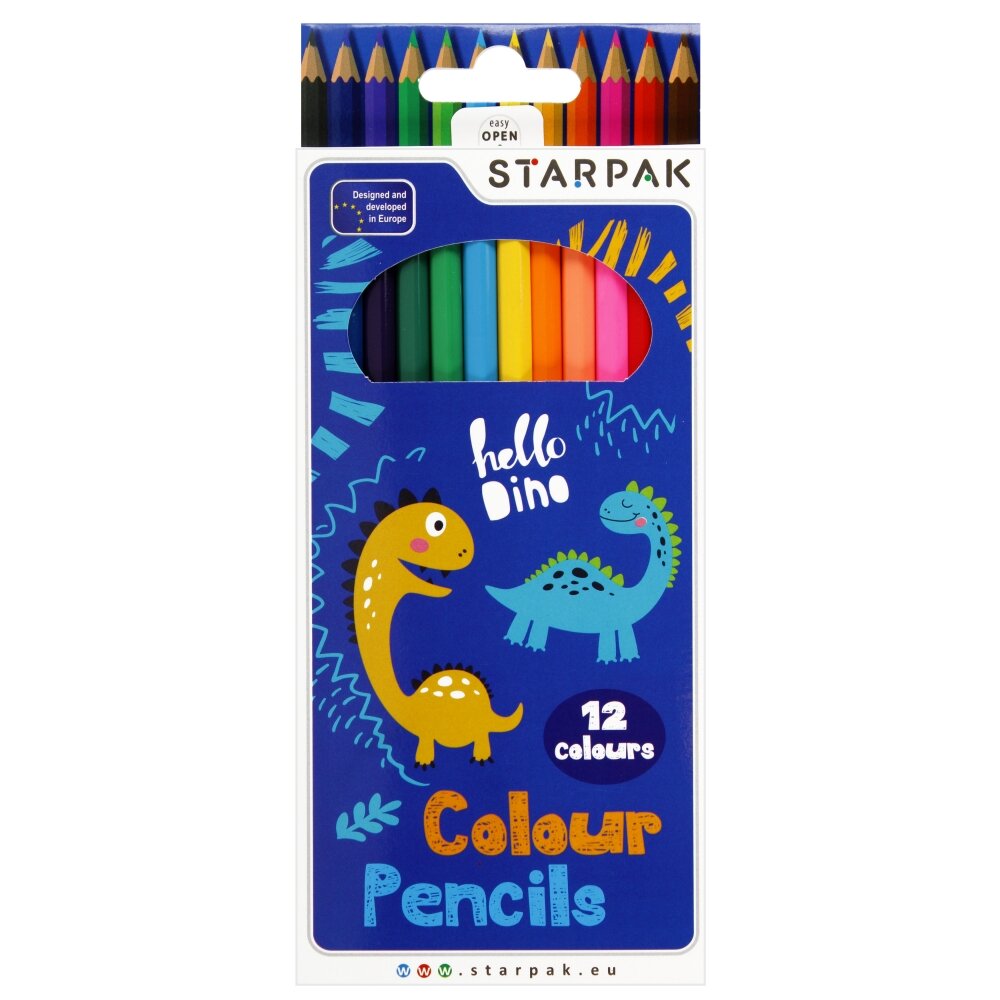 Starpak Set creioane colorate Dino 12 culori