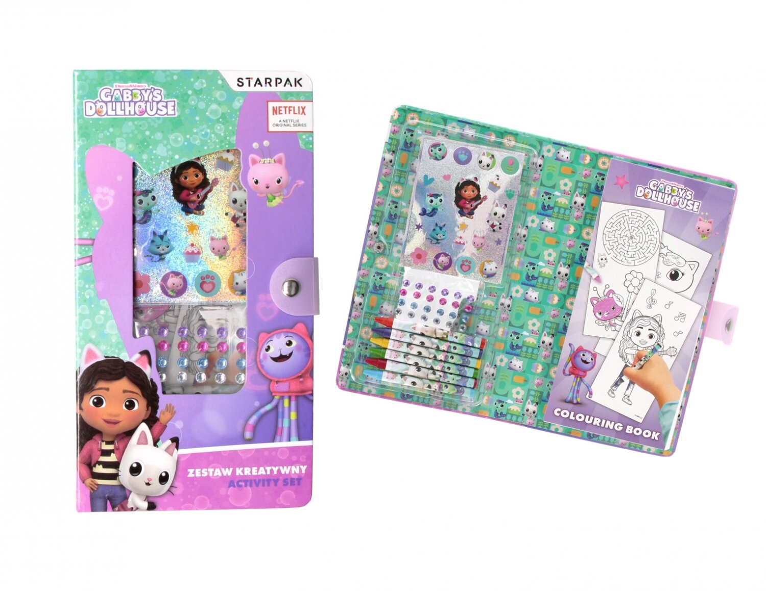 Starpak Set de activitati Carte de colorat cu autocolante si creioane colorate Gabbys Dollhouse