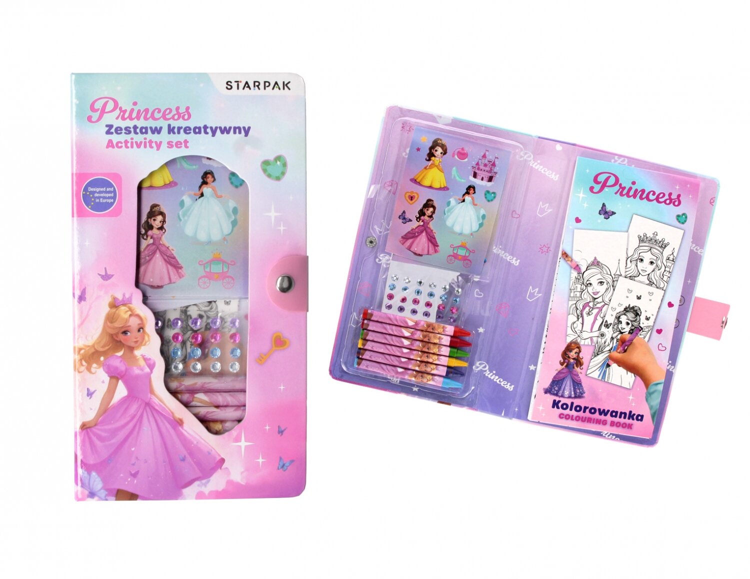 Starpak Set de activitati Carte de colorat cu creioane si accesorii Princess Roz