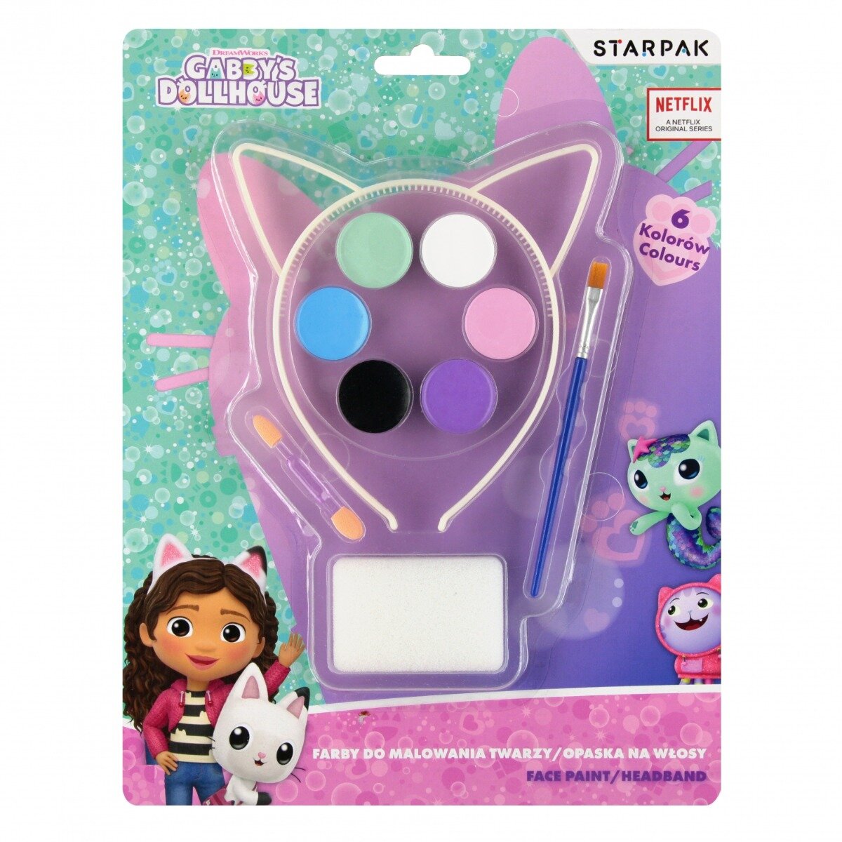 Starpak Vopsea de fata si bentita Gabbys Dollhouse 6 culori