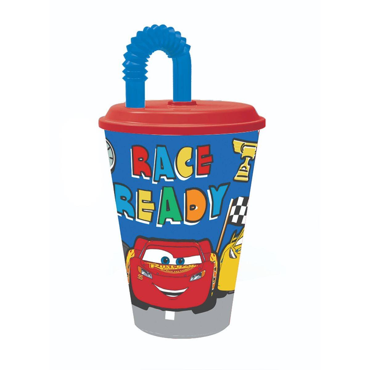 Stor Pahar cu pai si capac Cars 430 ml