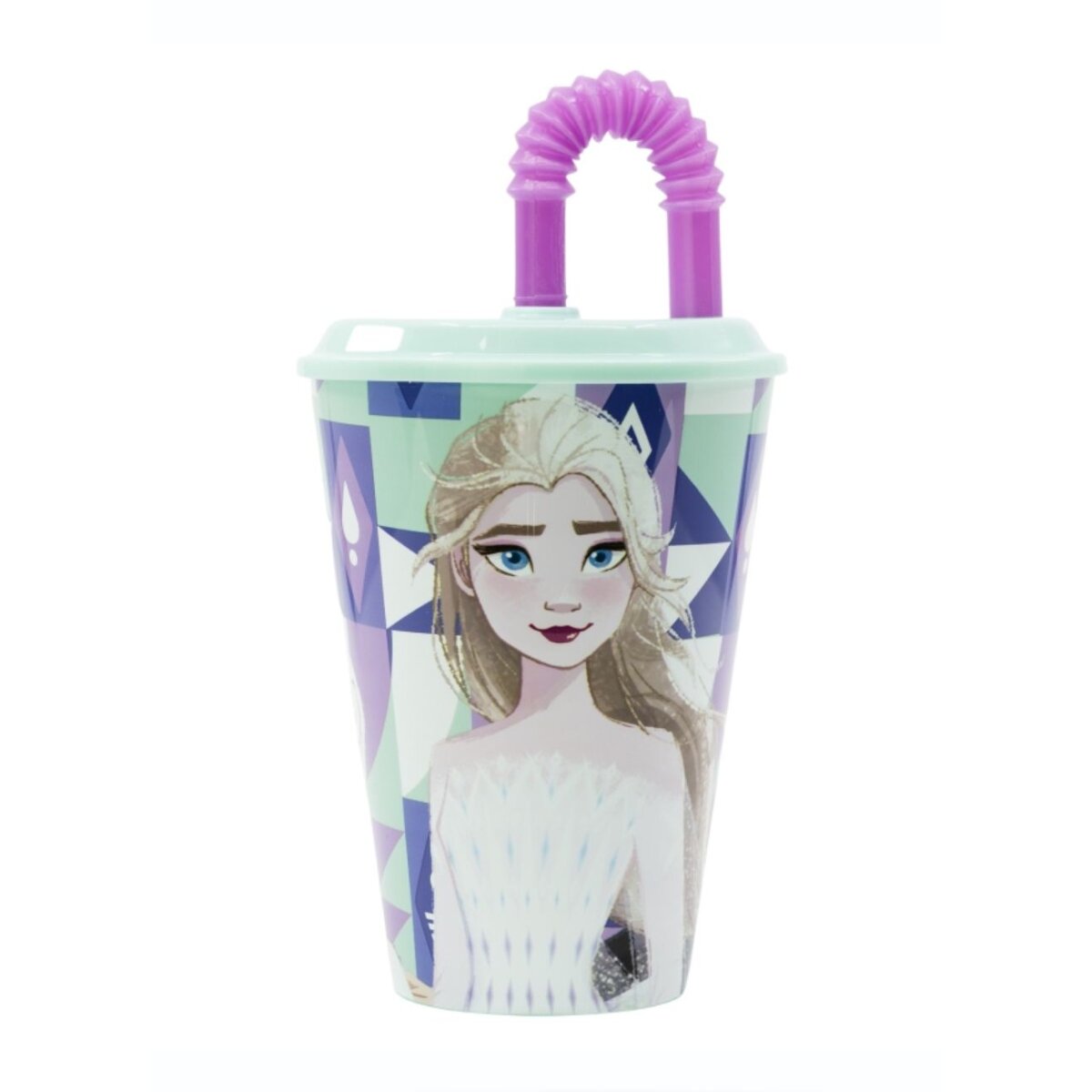 Stor Pahar cu pai si capac Frozen 430 ml
