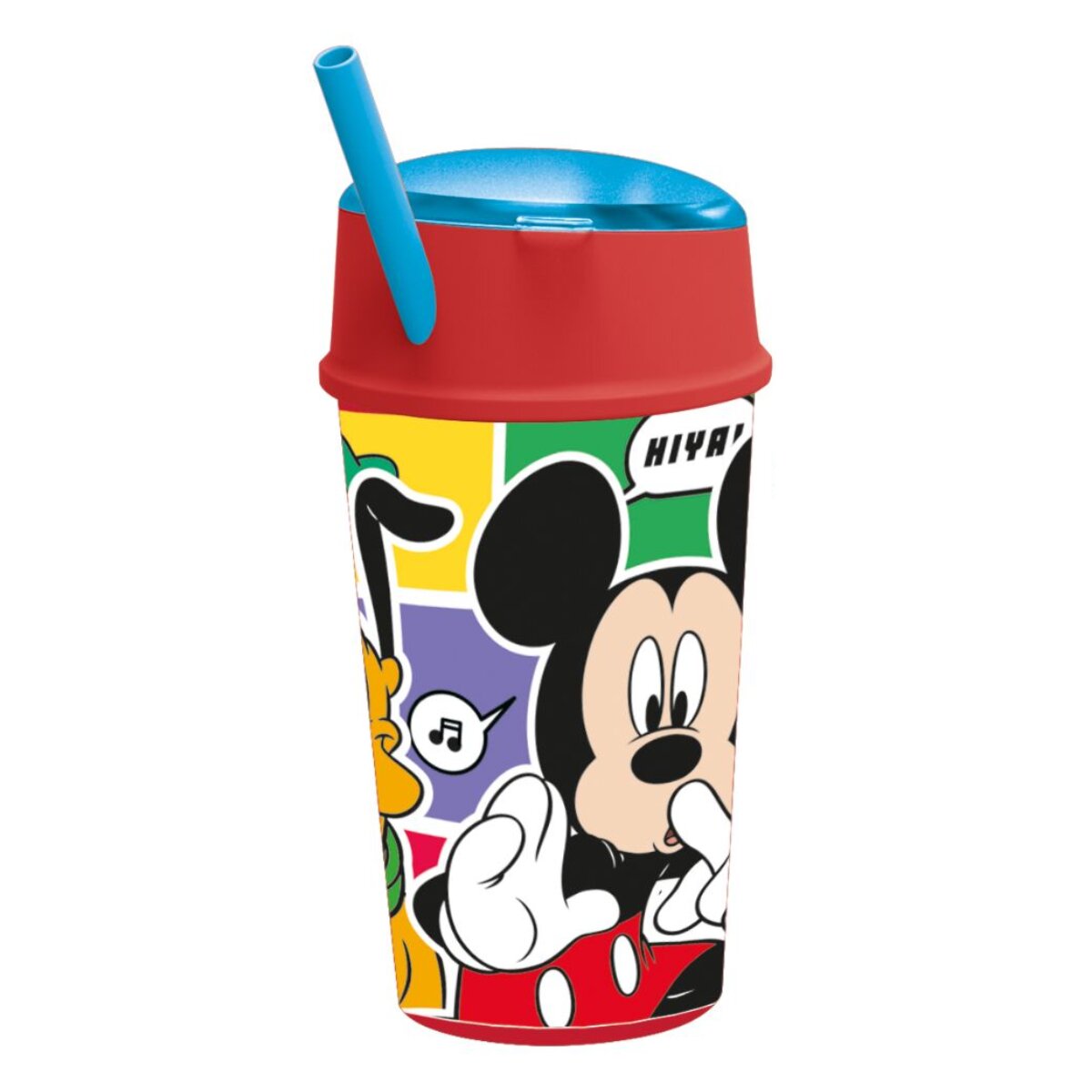 Stor Pahar cu pai si compartiment superior Mickey Mouse 400 ml