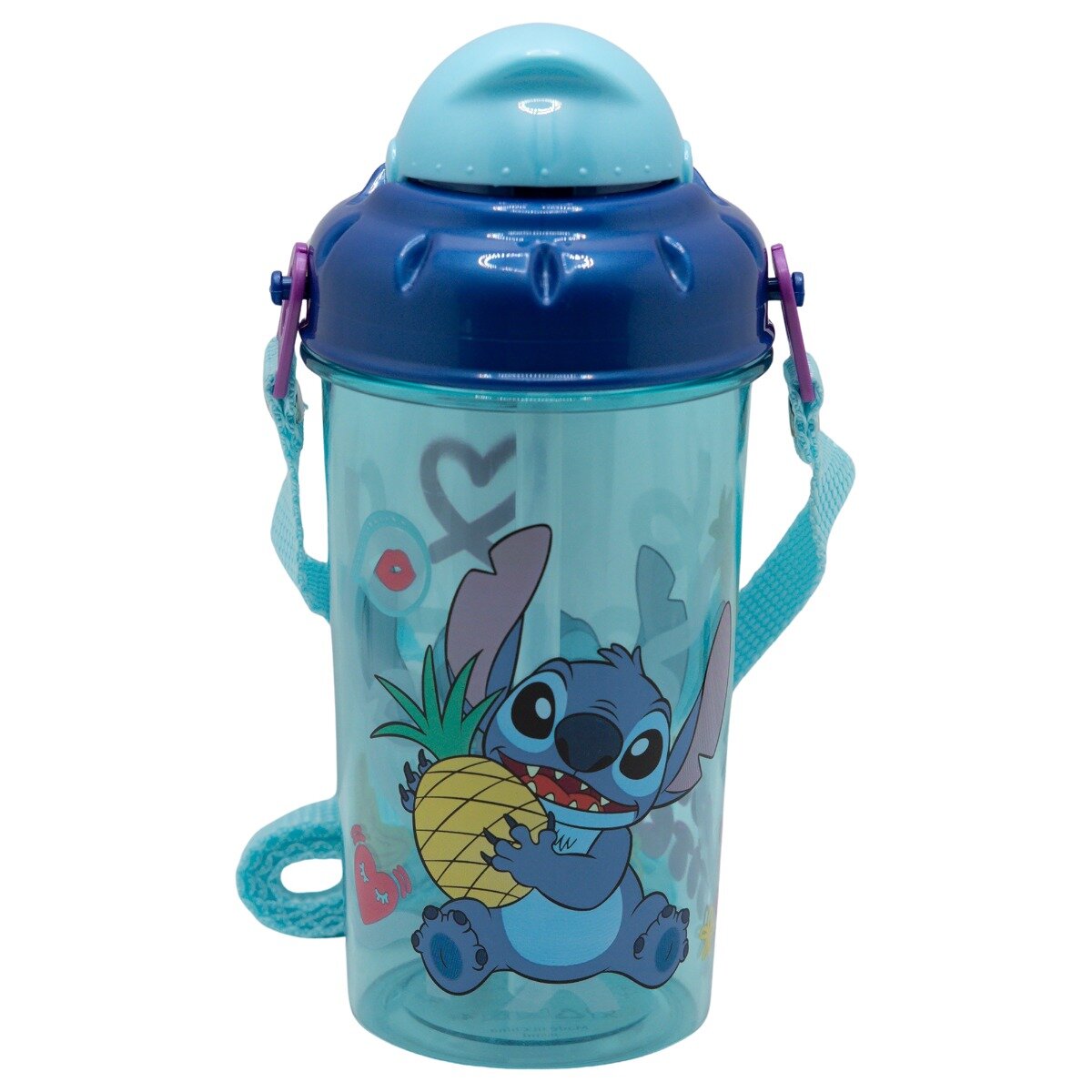Stor Sticla din plastic cu pai Disney Stitch 465 ml