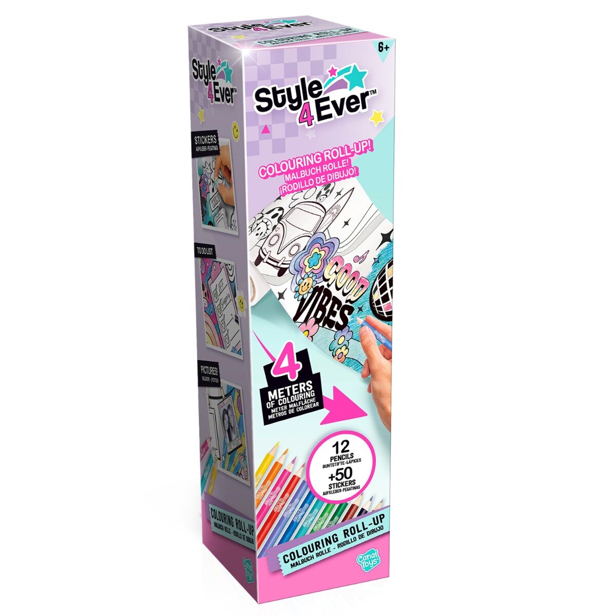 Style 4 Ever Set rola de colorat 4 metri si 12 creioane colorate Good Vibes